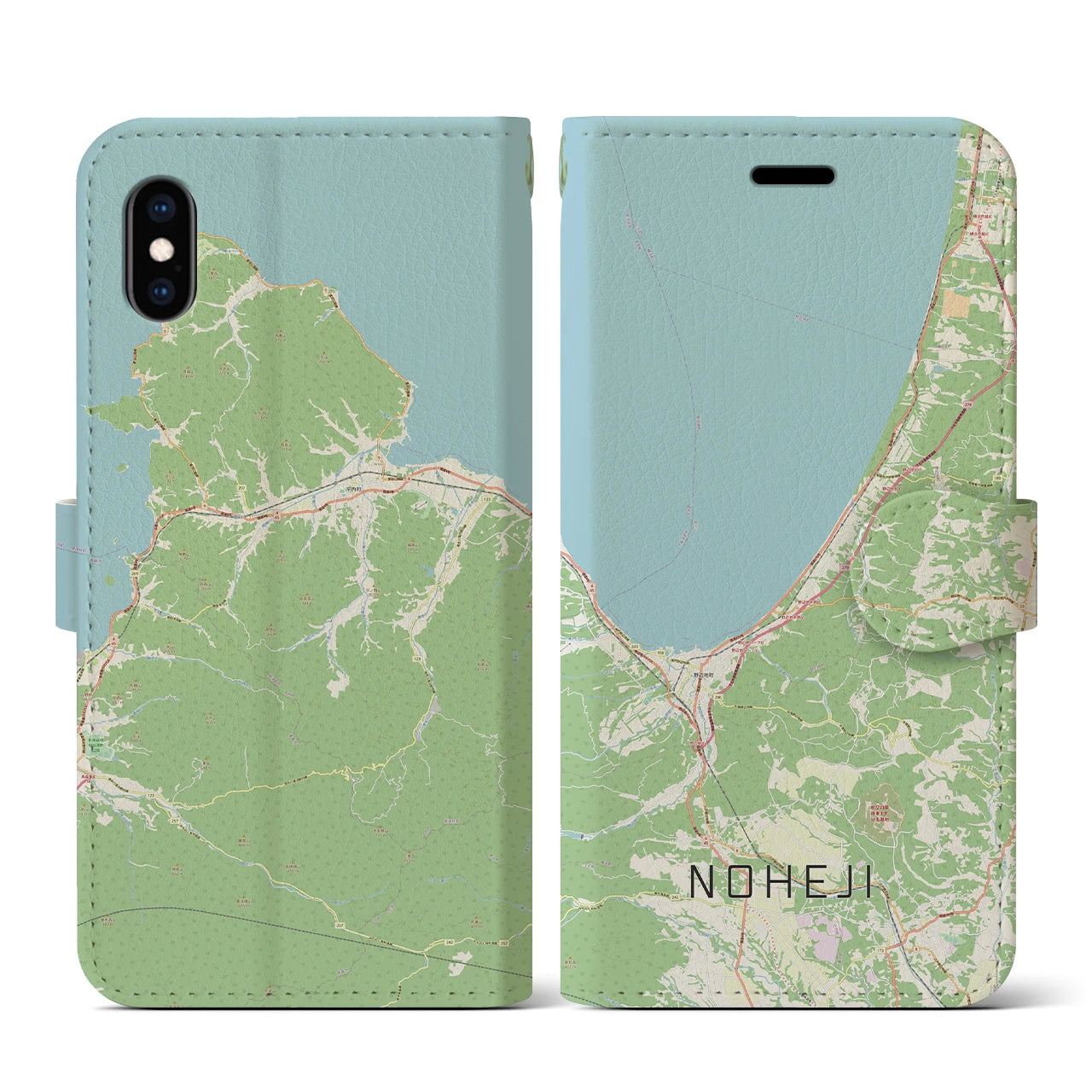 【野辺地(青森県)】地図柄iPhoneケース(手帳タイプ)ナチュラル・iPhone XS / X 用