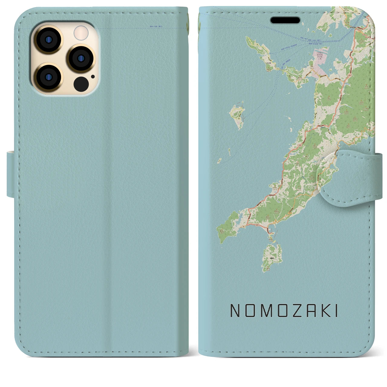 【野母崎(長崎県)】地図柄iPhoneケース(手帳タイプ)ナチュラル・iPhone 12 Pro Max 用