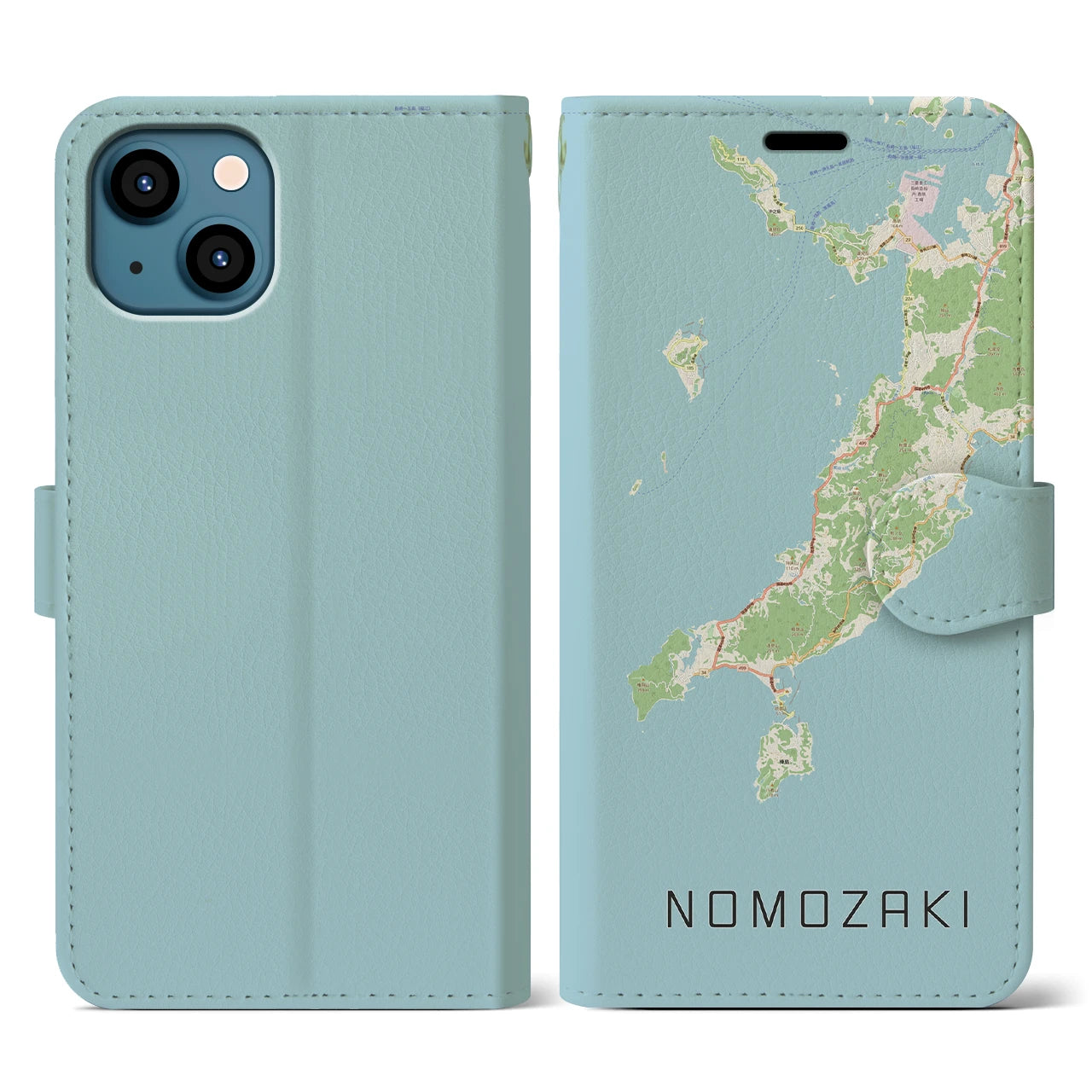 【野母崎(長崎県)】地図柄iPhoneケース(手帳タイプ)ナチュラル・iPhone 13 用