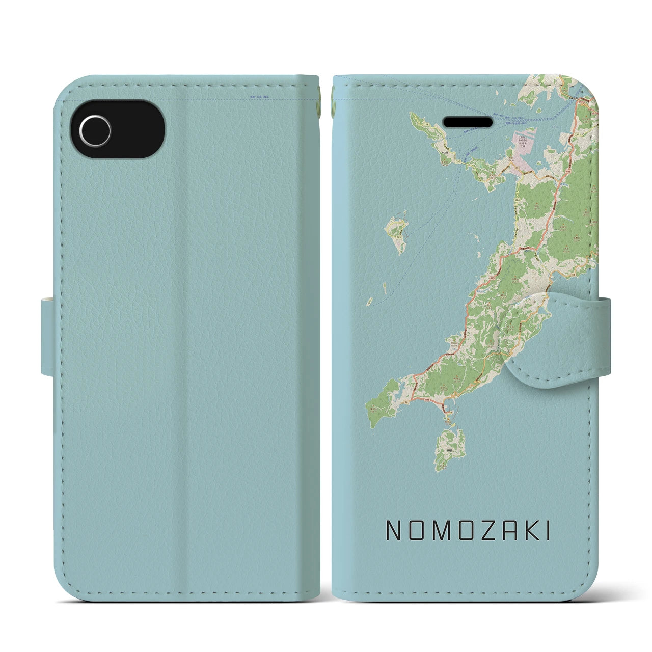 【野母崎(長崎県)】地図柄iPhoneケース(手帳タイプ)ナチュラル・iPhone SE(第3 / 第2世代) / 8 / 7 / 6s / 6 用
