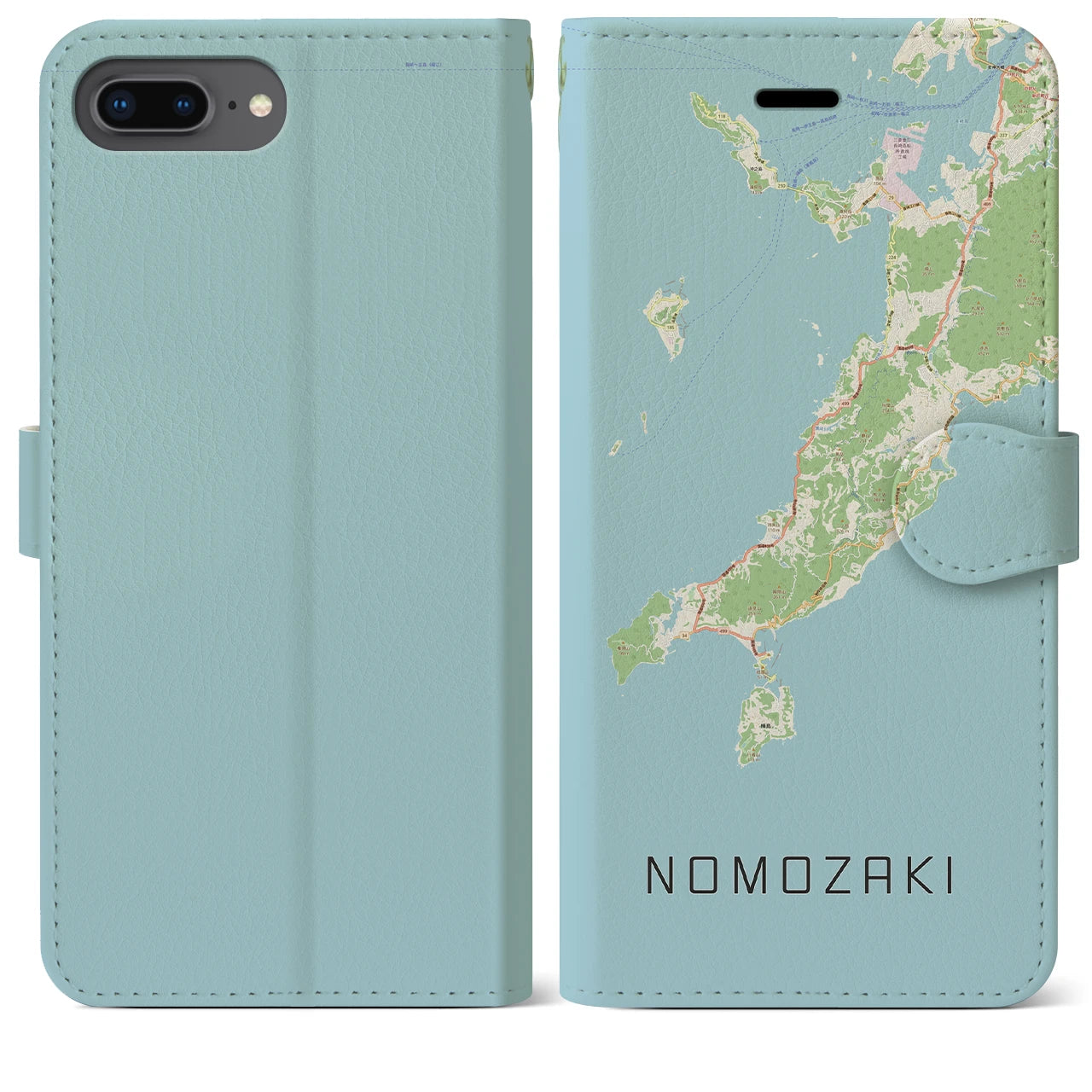 【野母崎(長崎県)】地図柄iPhoneケース(手帳タイプ)ナチュラル・iPhone 8Plus /7Plus / 6sPlus / 6Plus 用