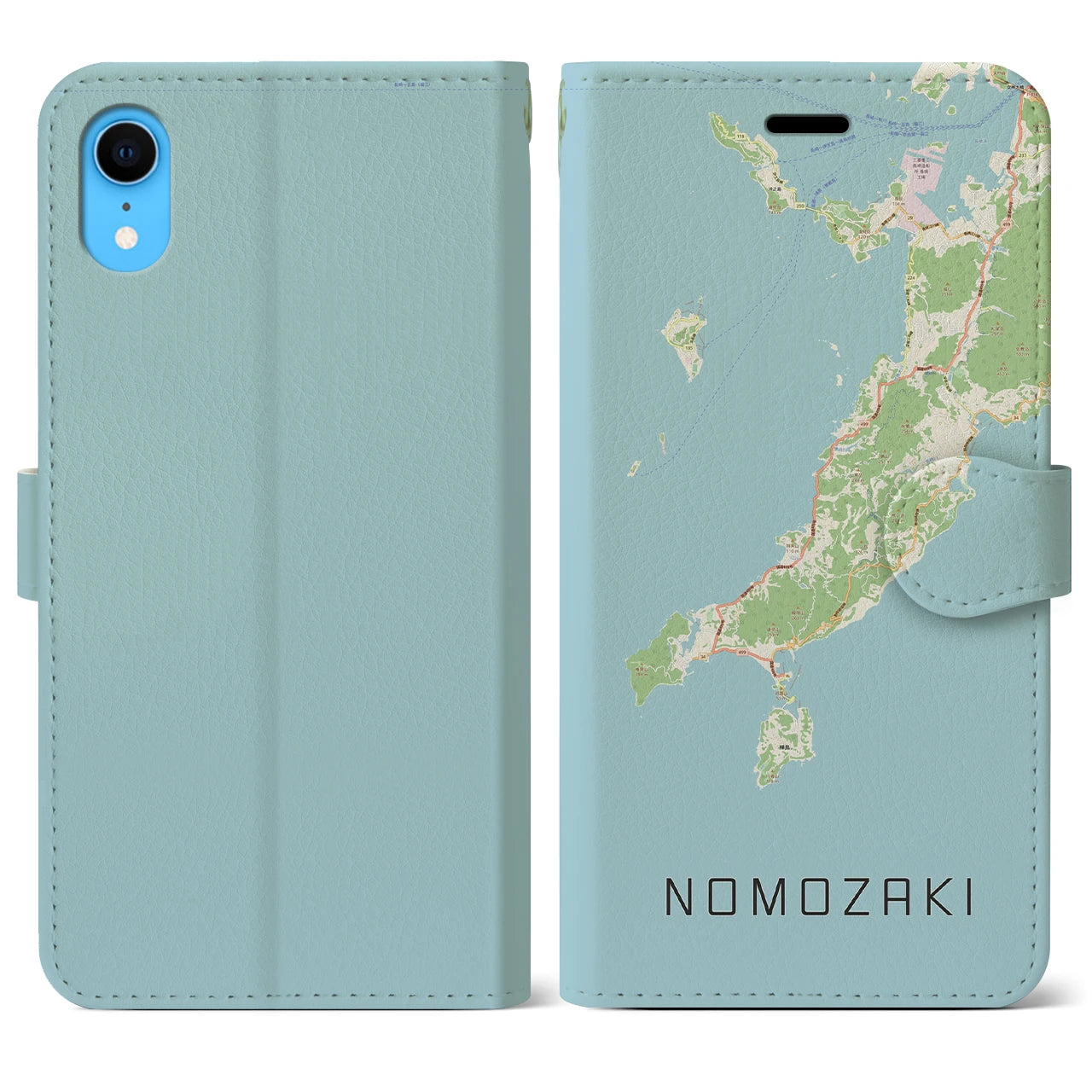 【野母崎(長崎県)】地図柄iPhoneケース(手帳タイプ)ナチュラル・iPhone XR 用