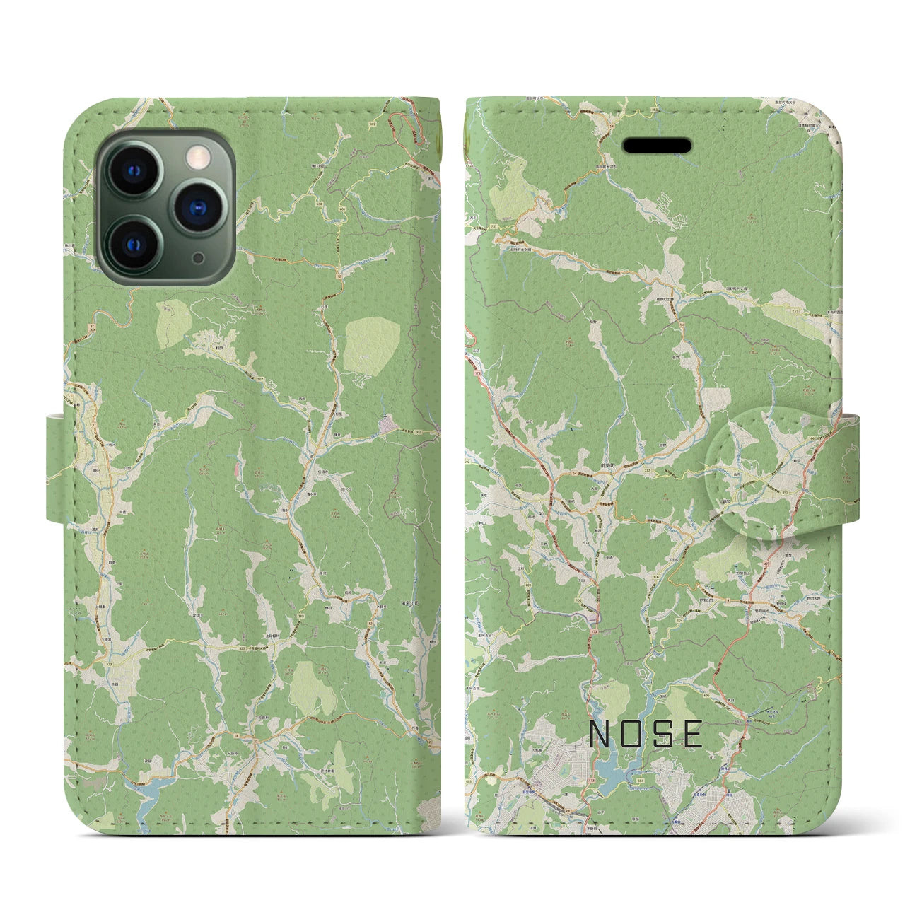 【能勢(大阪府)】地図柄iPhoneケース(手帳タイプ)ナチュラル・iPhone 11 Pro 用