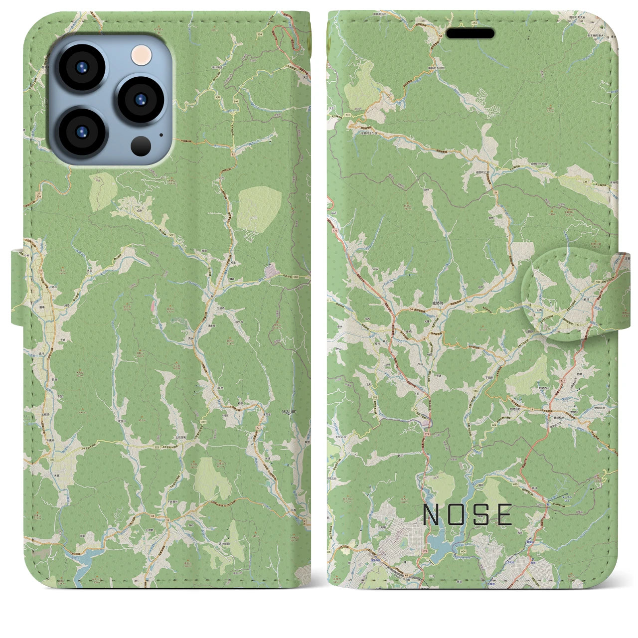 【能勢(大阪府)】地図柄iPhoneケース(手帳タイプ)ナチュラル・iPhone 13 Pro Max 用
