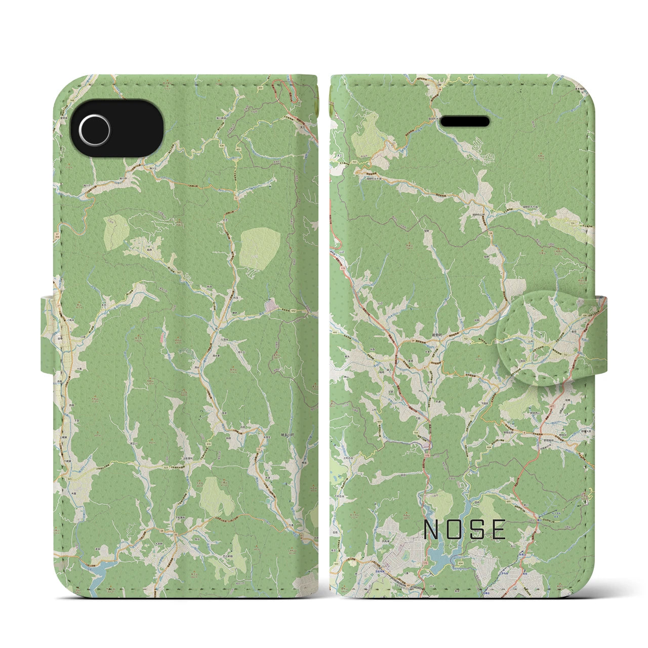 【能勢(大阪府)】地図柄iPhoneケース(手帳タイプ)ナチュラル・iPhone SE(第3 / 第2世代) / 8 / 7 / 6s / 6 用