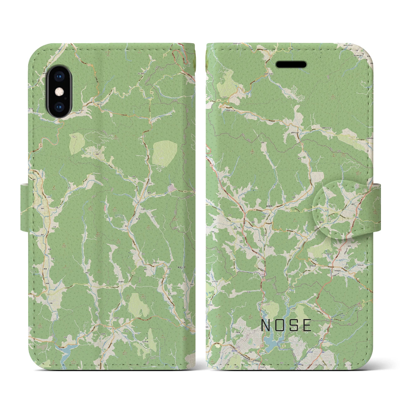 【能勢(大阪府)】地図柄iPhoneケース(手帳タイプ)ナチュラル・iPhone XS / X 用