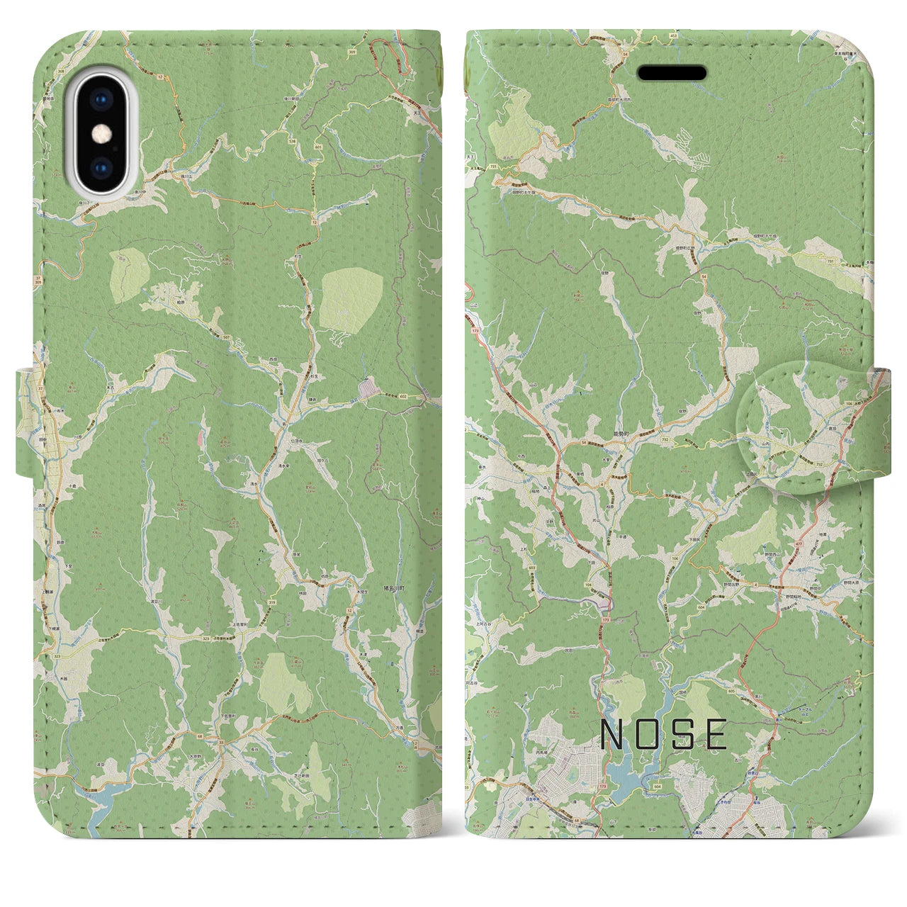 【能勢(大阪府)】地図柄iPhoneケース(手帳タイプ)ナチュラル・iPhone XS Max 用