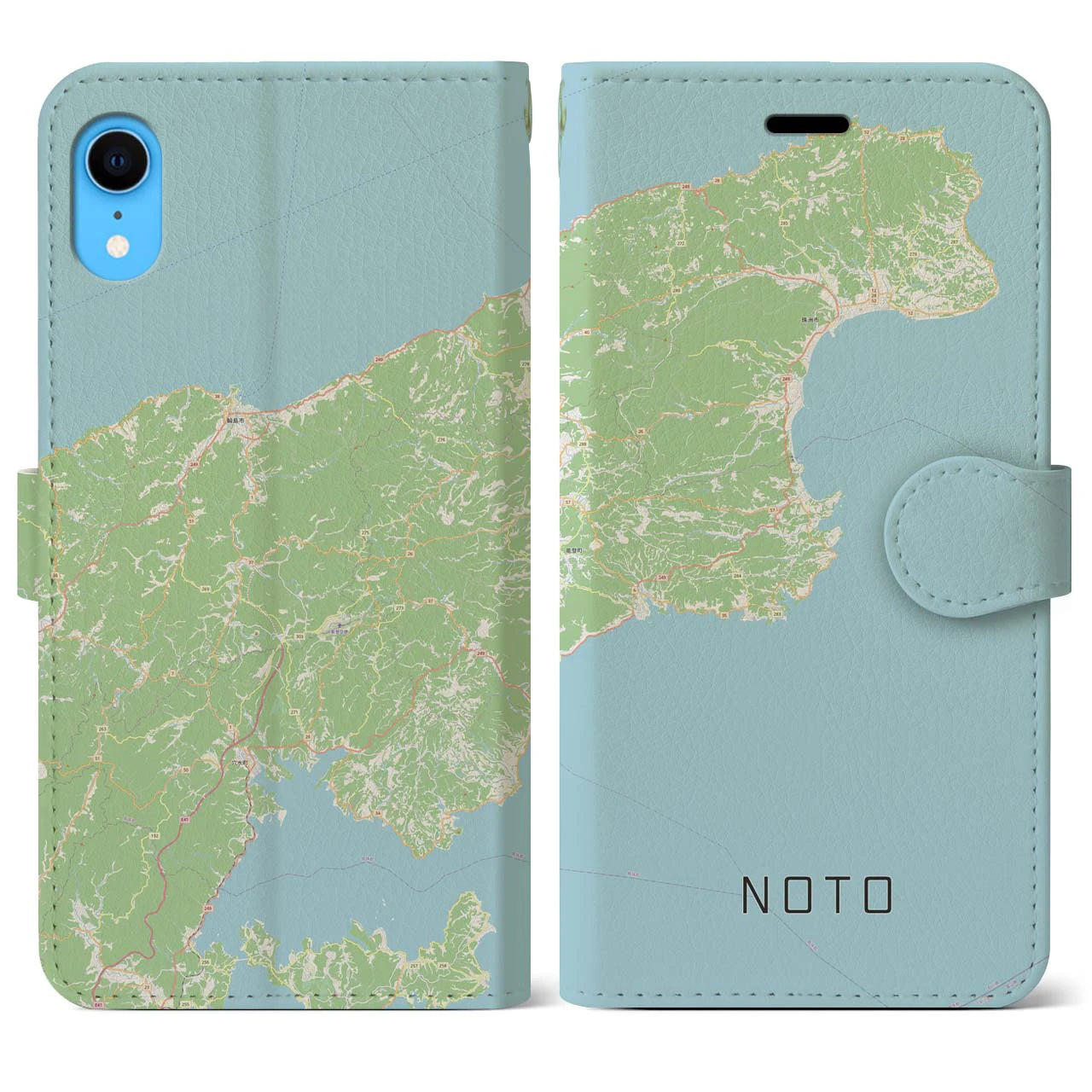 【能登(石川県)】地図柄iPhoneケース(手帳タイプ)ナチュラル・iPhone XR 用
