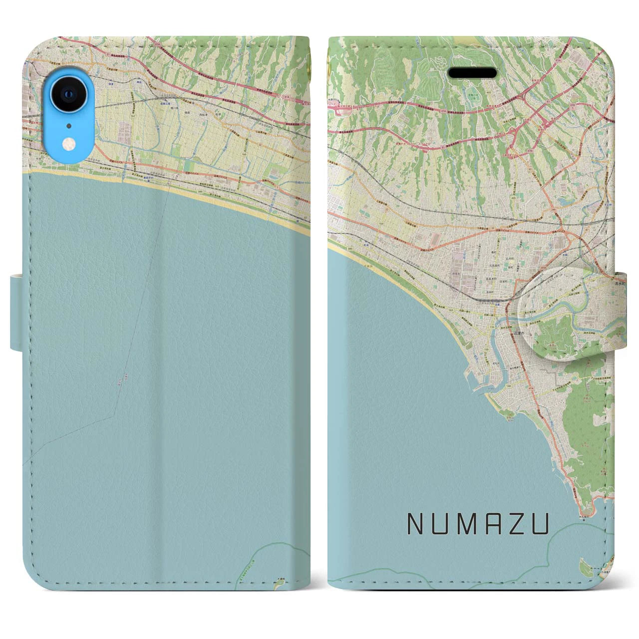 【沼津(静岡県)】地図柄iPhoneケース(手帳タイプ)ナチュラル・iPhone XR 用