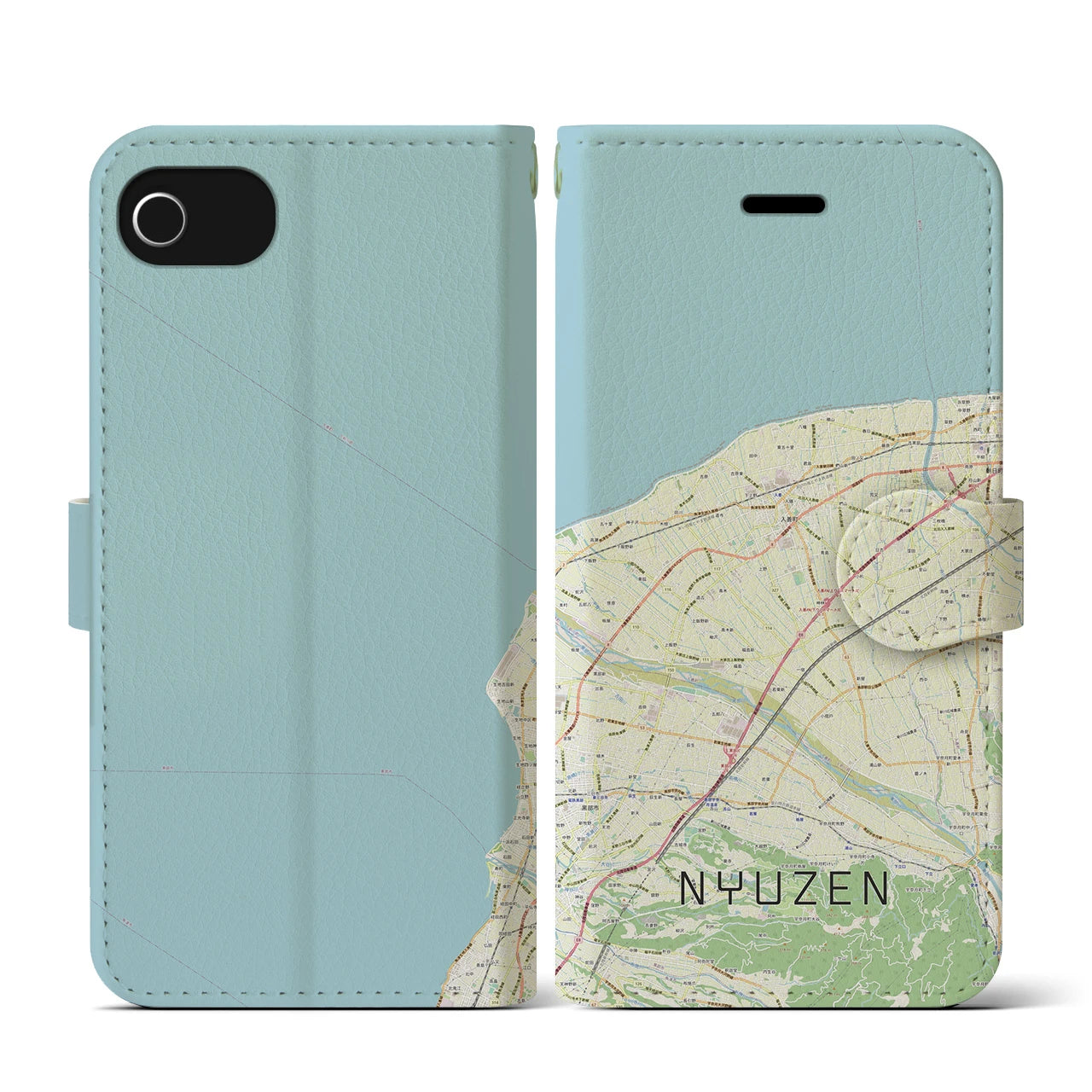 【入善(富山県)】地図柄iPhoneケース(手帳タイプ)ナチュラル・iPhone SE(第3 / 第2世代) / 8 / 7 / 6s / 6 用