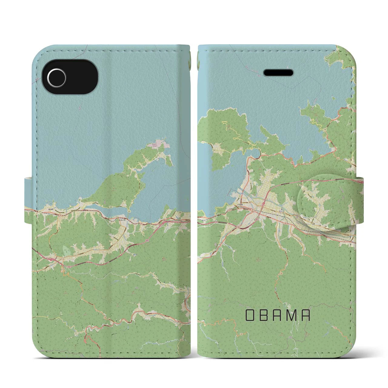 【小浜(福井県)】地図柄iPhoneケース(手帳タイプ)ナチュラル・iPhone SE(第3 / 第2世代) / 8 / 7 / 6s / 6 用