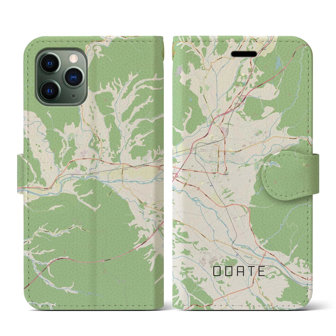【大館(秋田県)】地図柄iPhoneケース(手帳タイプ)ナチュラル・iPhone 11 Pro 用