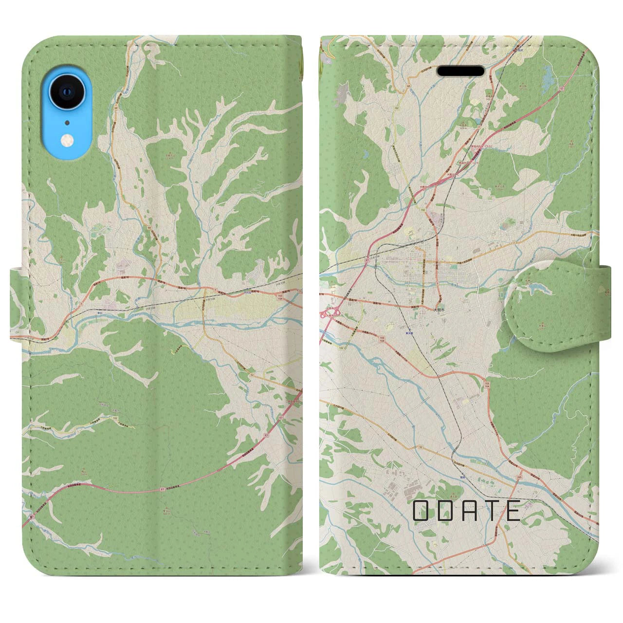 【大館(秋田県)】地図柄iPhoneケース(手帳タイプ)ナチュラル・iPhone XR 用