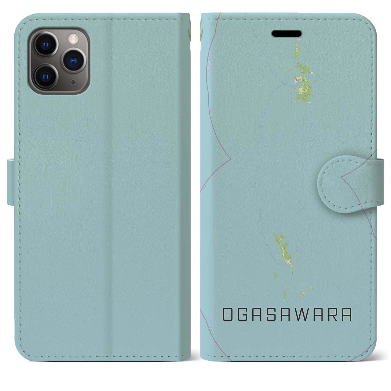 【小笠原(東京都)】地図柄iPhoneケース(手帳タイプ)ナチュラル・iPhone 11 Pro Max 用