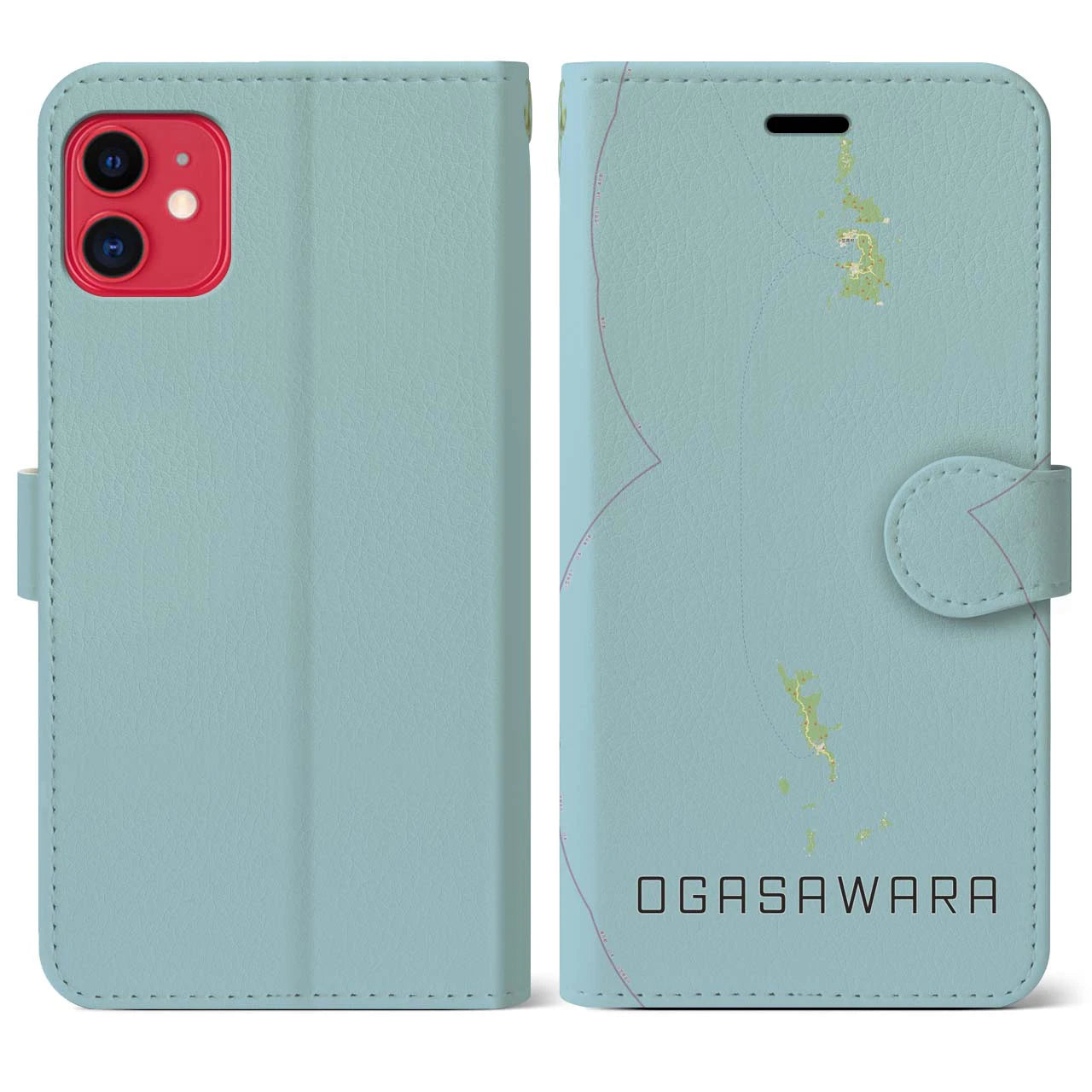 【小笠原(東京都)】地図柄iPhoneケース(手帳タイプ)ナチュラル・iPhone 11 用