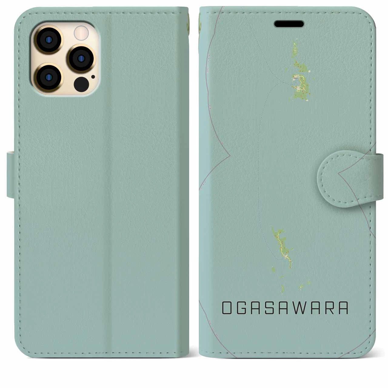 【小笠原(東京都)】地図柄iPhoneケース(手帳タイプ)ナチュラル・iPhone 12 Pro Max 用