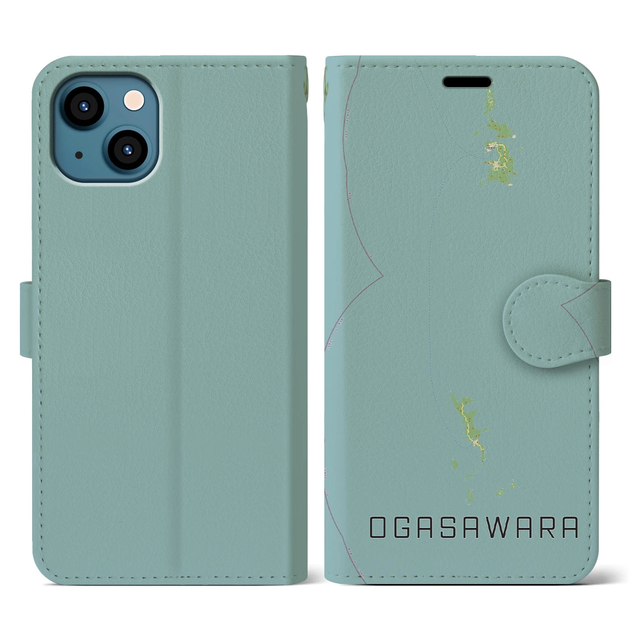 【小笠原(東京都)】地図柄iPhoneケース(手帳タイプ)ナチュラル・iPhone 13 用