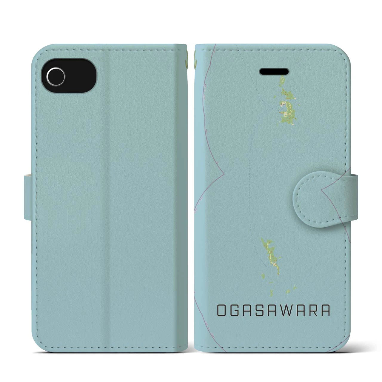 【小笠原(東京都)】地図柄iPhoneケース(手帳タイプ)ナチュラル・iPhone SE(第3 / 第2世代) / 8 / 7 / 6s / 6 用