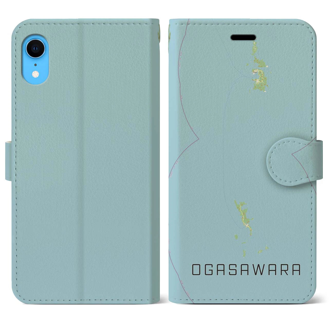 【小笠原(東京都)】地図柄iPhoneケース(手帳タイプ)ナチュラル・iPhone XR 用