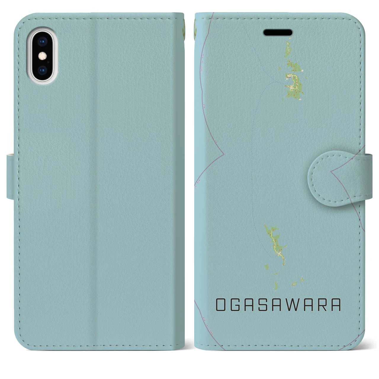 【小笠原(東京都)】地図柄iPhoneケース(手帳タイプ)ナチュラル・iPhone XS Max 用