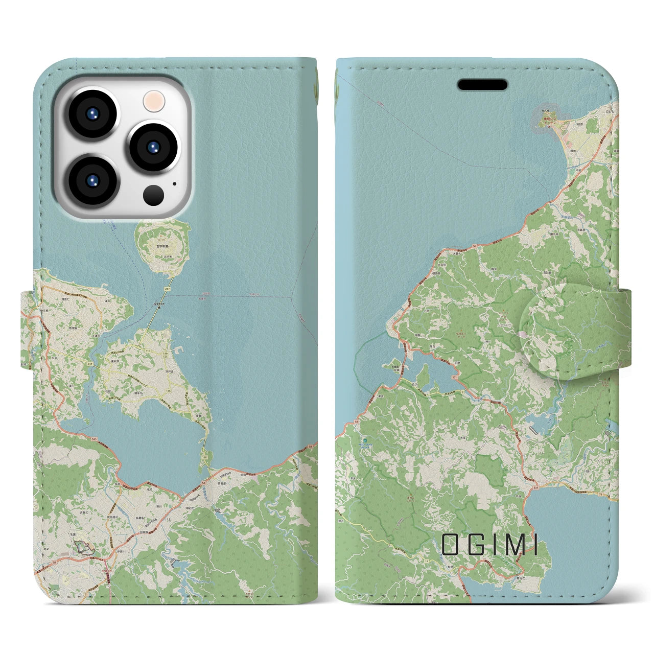【大宜味(沖縄県)】地図柄iPhoneケース(手帳タイプ)ナチュラル・iPhone 13 Pro 用