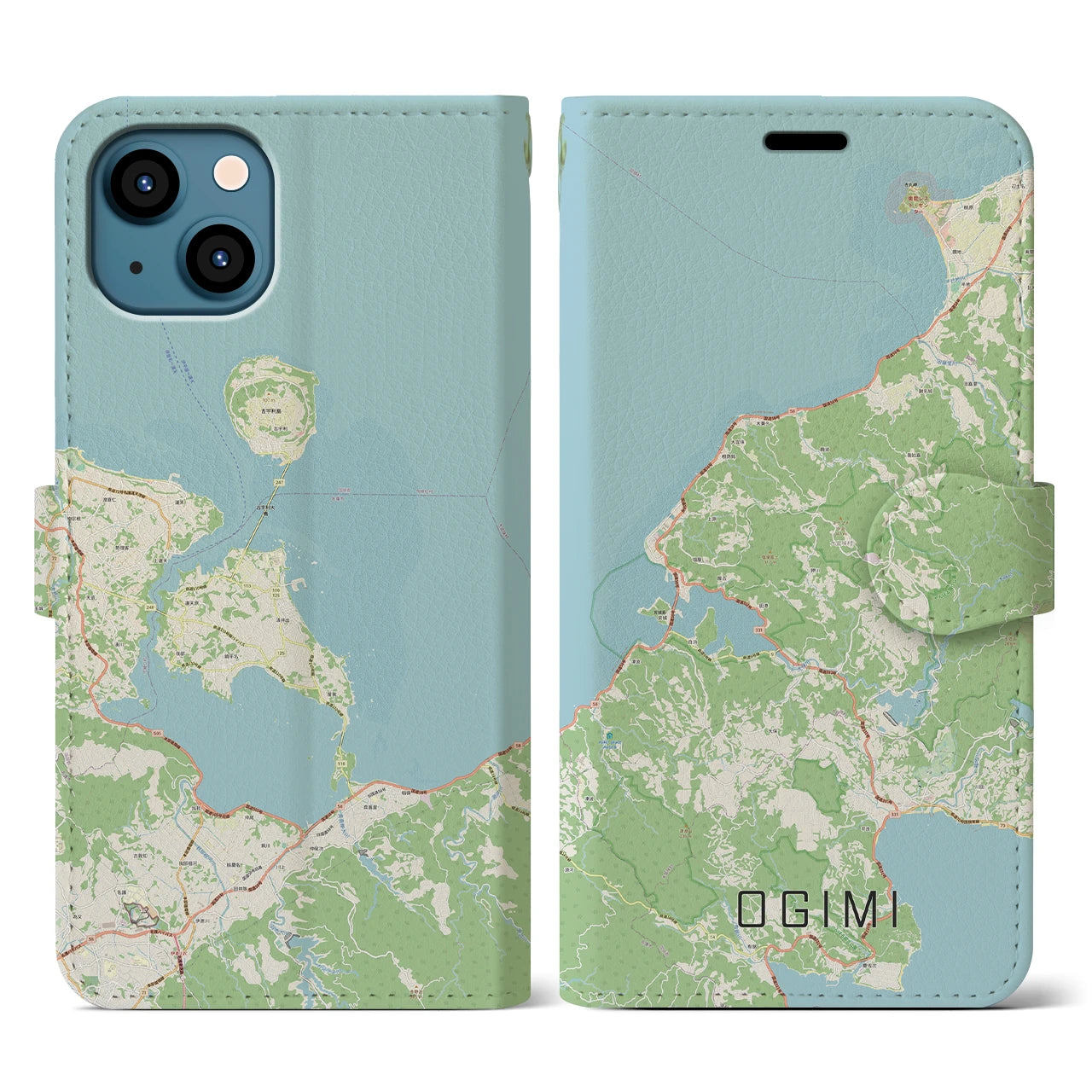 【大宜味(沖縄県)】地図柄iPhoneケース(手帳タイプ)ナチュラル・iPhone 13 用