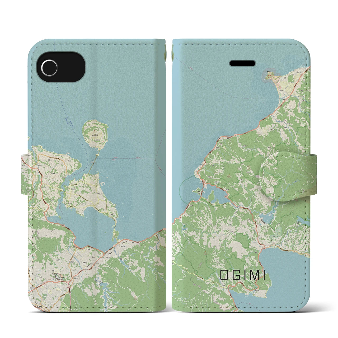 【大宜味(沖縄県)】地図柄iPhoneケース(手帳タイプ)ナチュラル・iPhone SE(第3 / 第2世代) / 8 / 7 / 6s / 6 用
