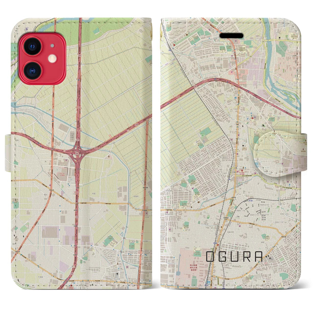 【小倉(京都府)】地図柄iPhoneケース(手帳タイプ)ナチュラル・iPhone 11 用
