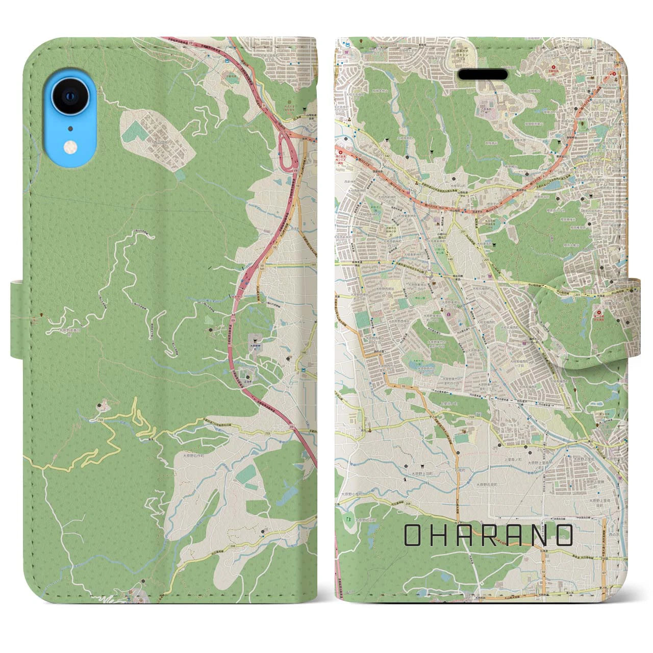 【大原野(京都府)】地図柄iPhoneケース(手帳タイプ)ナチュラル・iPhone XR 用