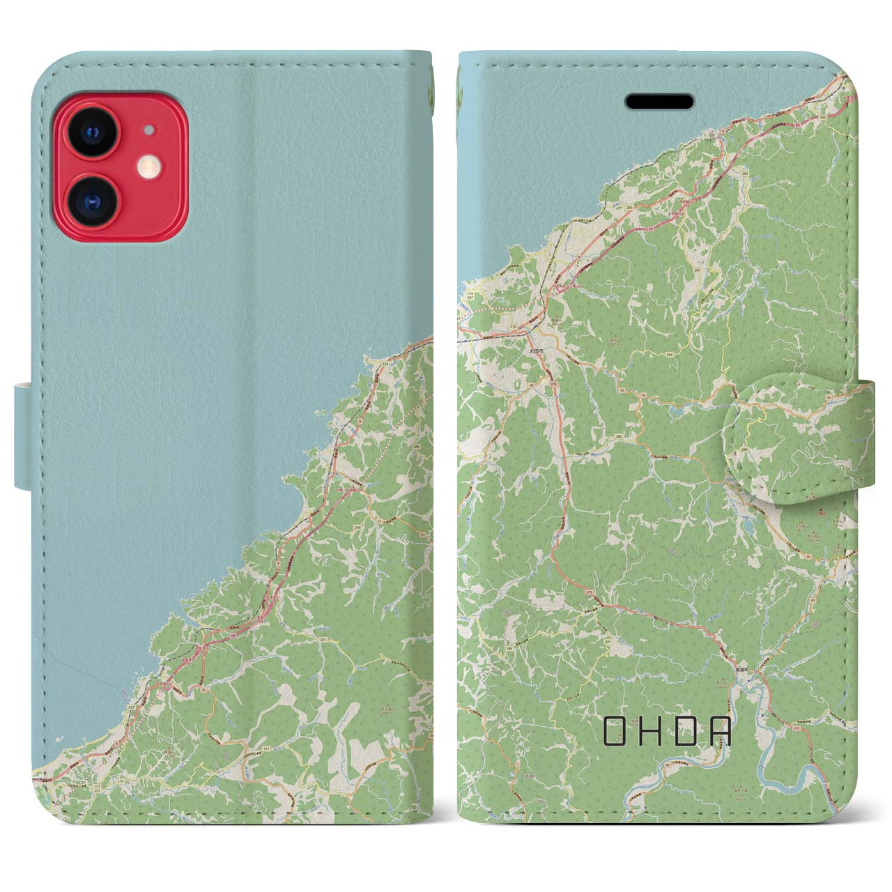 【大田(島根県)】地図柄iPhoneケース(手帳タイプ)ナチュラル・iPhone 11 用