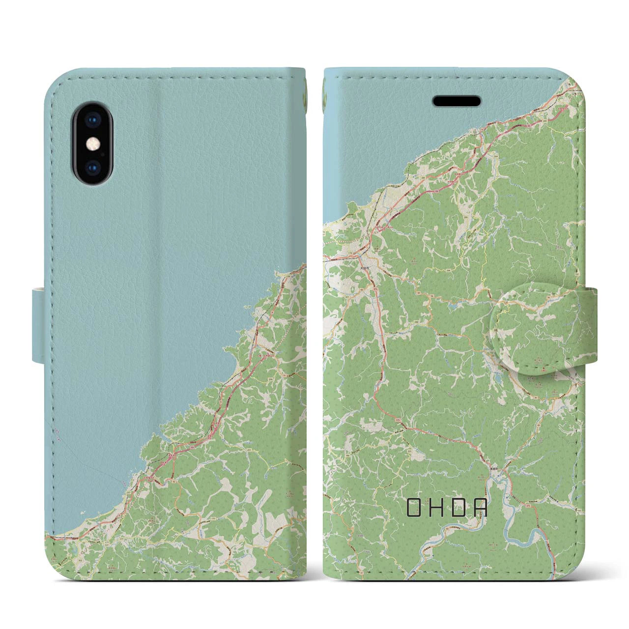 【大田(島根県)】地図柄iPhoneケース(手帳タイプ)ナチュラル・iPhone XS / X 用