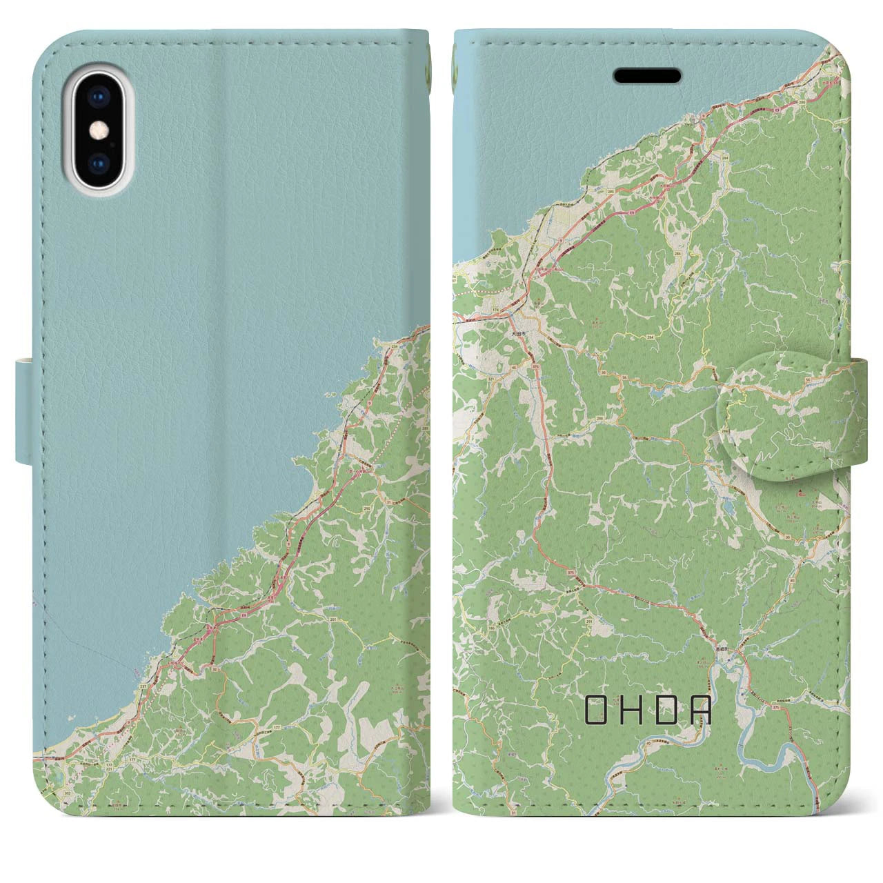 【大田(島根県)】地図柄iPhoneケース(手帳タイプ)ナチュラル・iPhone XS Max 用