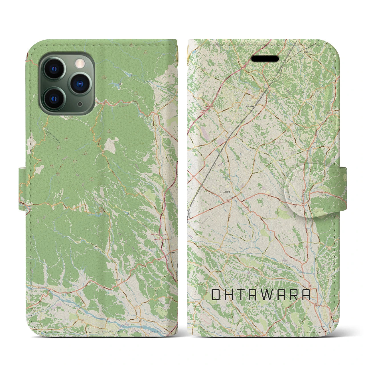 【大田原(栃木県)】地図柄iPhoneケース(手帳タイプ)ナチュラル・iPhone 11 Pro 用