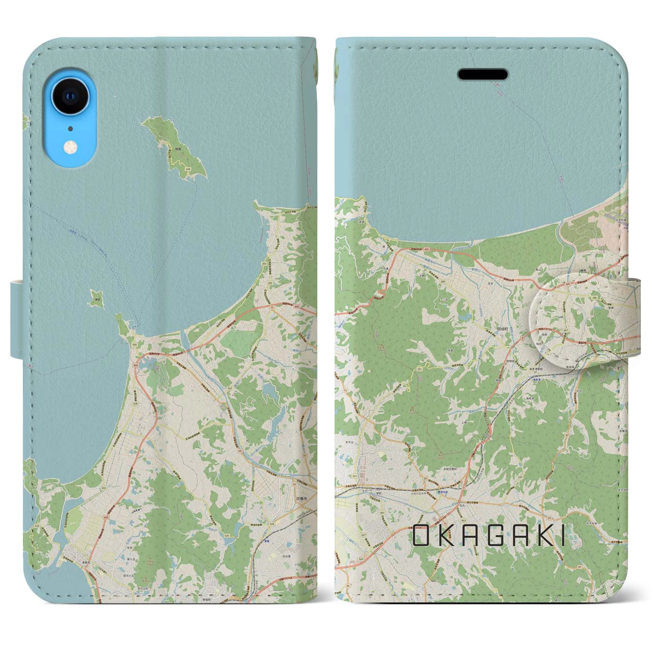 【岡垣(福岡県)】地図柄iPhoneケース(手帳タイプ)ナチュラル・iPhone XR 用