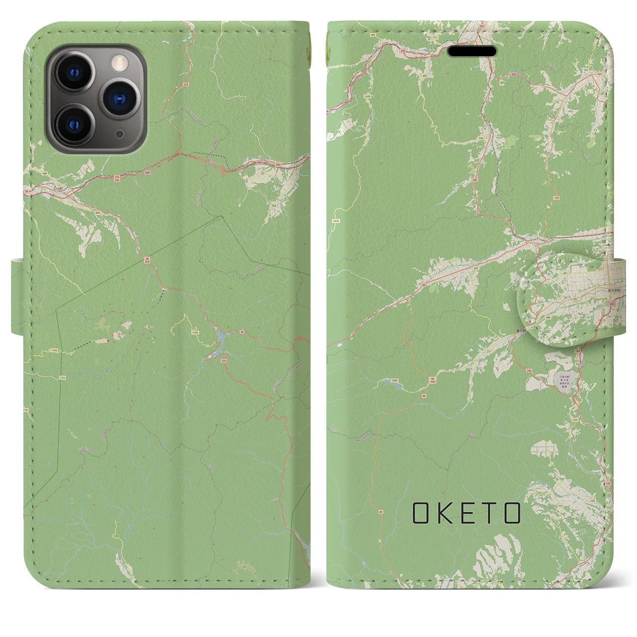 【置戸(北海道)】地図柄iPhoneケース(手帳タイプ)ナチュラル・iPhone 11 Pro Max 用