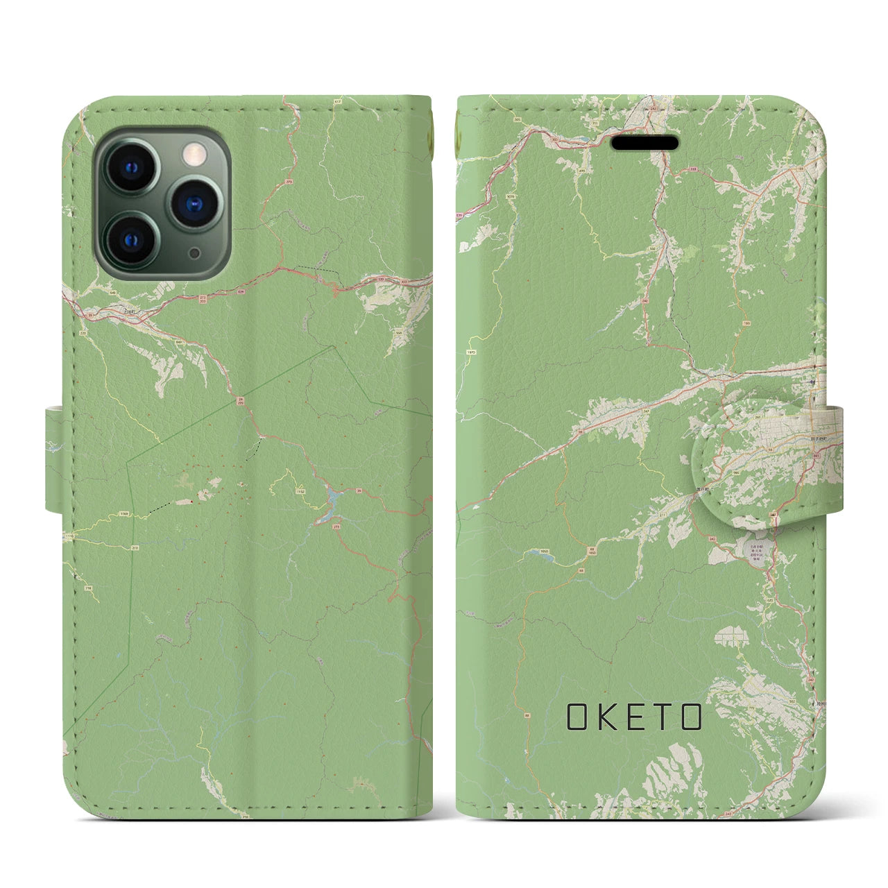 【置戸(北海道)】地図柄iPhoneケース(手帳タイプ)ナチュラル・iPhone 11 Pro 用
