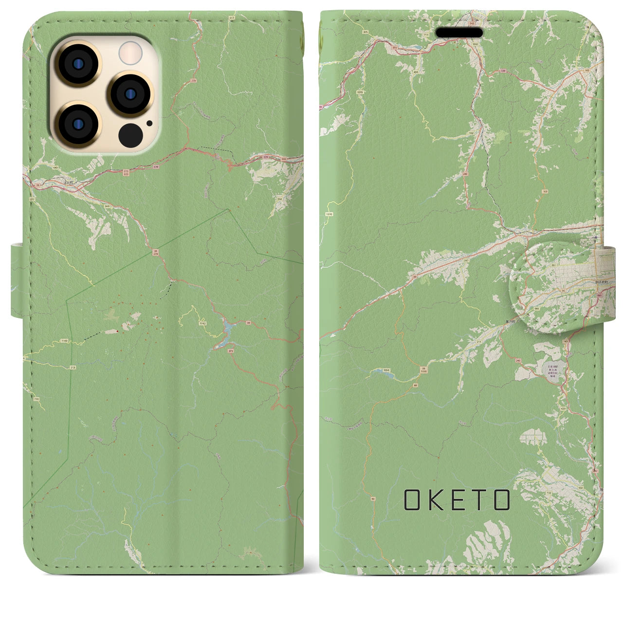 【置戸(北海道)】地図柄iPhoneケース(手帳タイプ)ナチュラル・iPhone 12 Pro Max 用