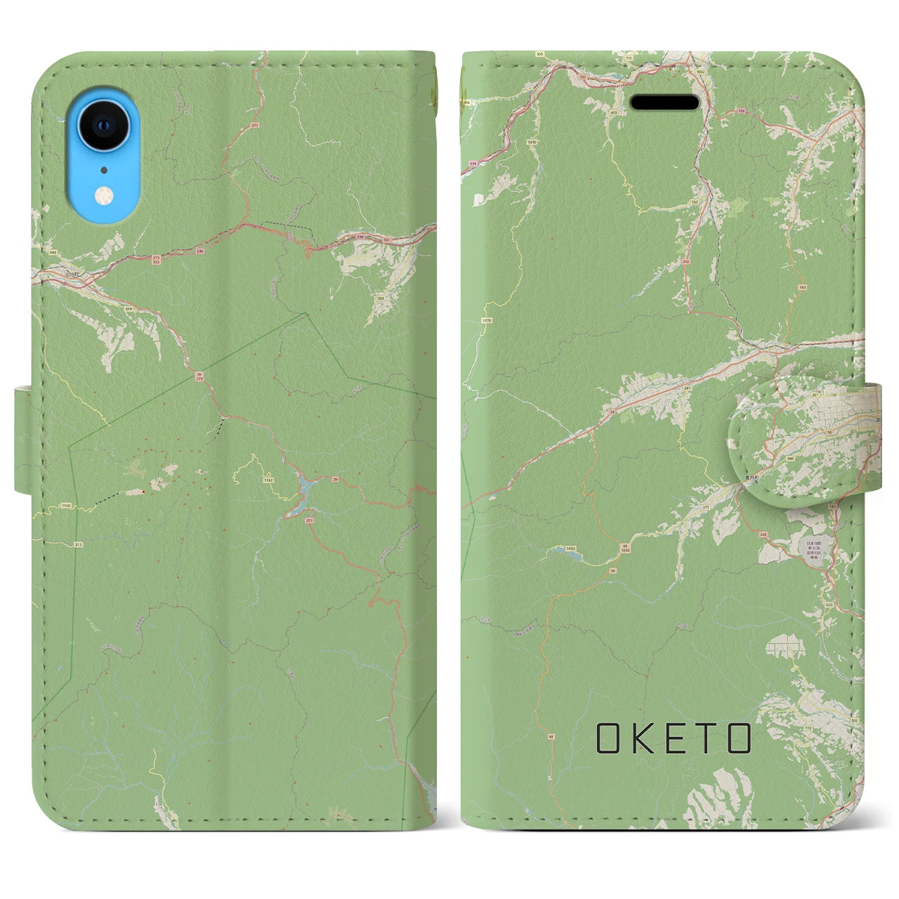 【置戸(北海道)】地図柄iPhoneケース(手帳タイプ)ナチュラル・iPhone XR 用