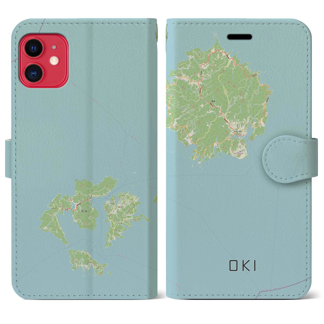 【隠岐(島根県)】地図柄iPhoneケース(手帳タイプ)ナチュラル・iPhone 11 用