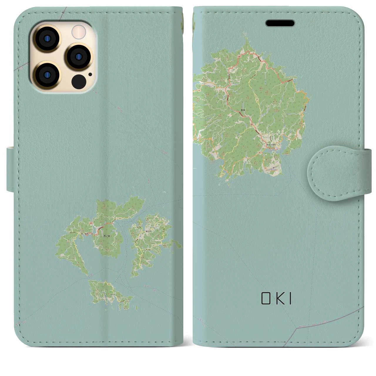 【隠岐(島根県)】地図柄iPhoneケース(手帳タイプ)ナチュラル・iPhone 12 Pro Max 用