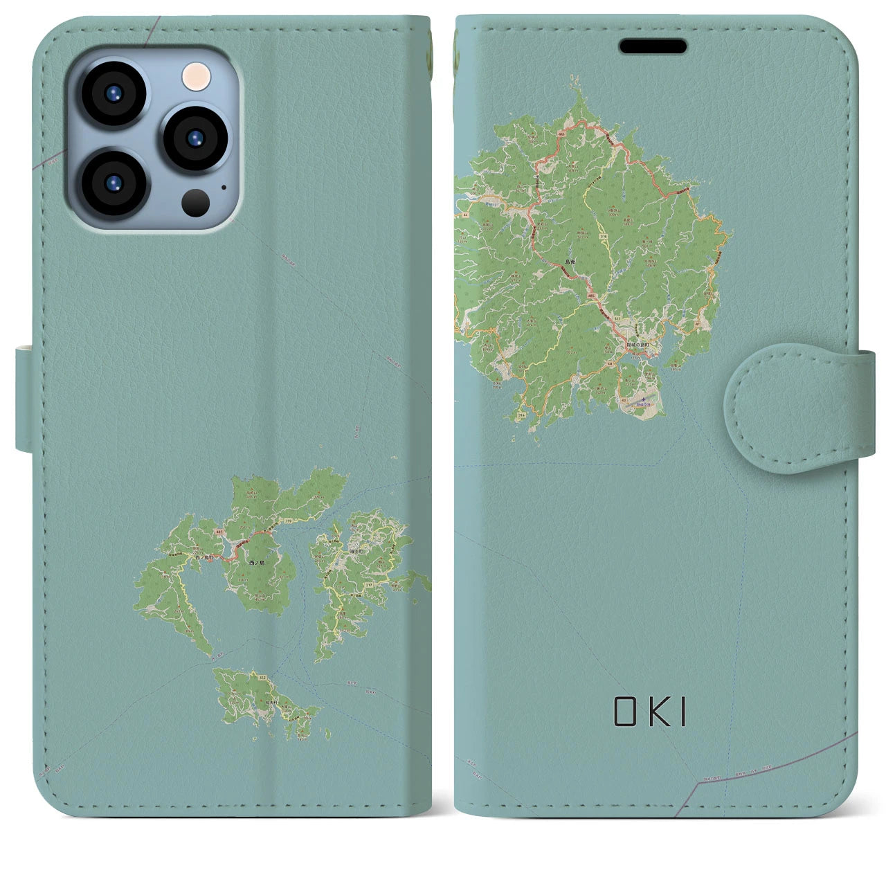 【隠岐(島根県)】地図柄iPhoneケース(手帳タイプ)ナチュラル・iPhone 13 Pro Max 用