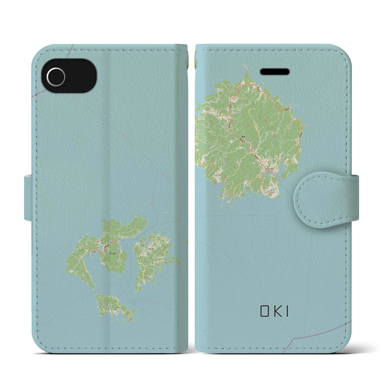 【隠岐(島根県)】地図柄iPhoneケース(手帳タイプ)ナチュラル・iPhone SE(第3 / 第2世代) / 8 / 7 / 6s / 6 用