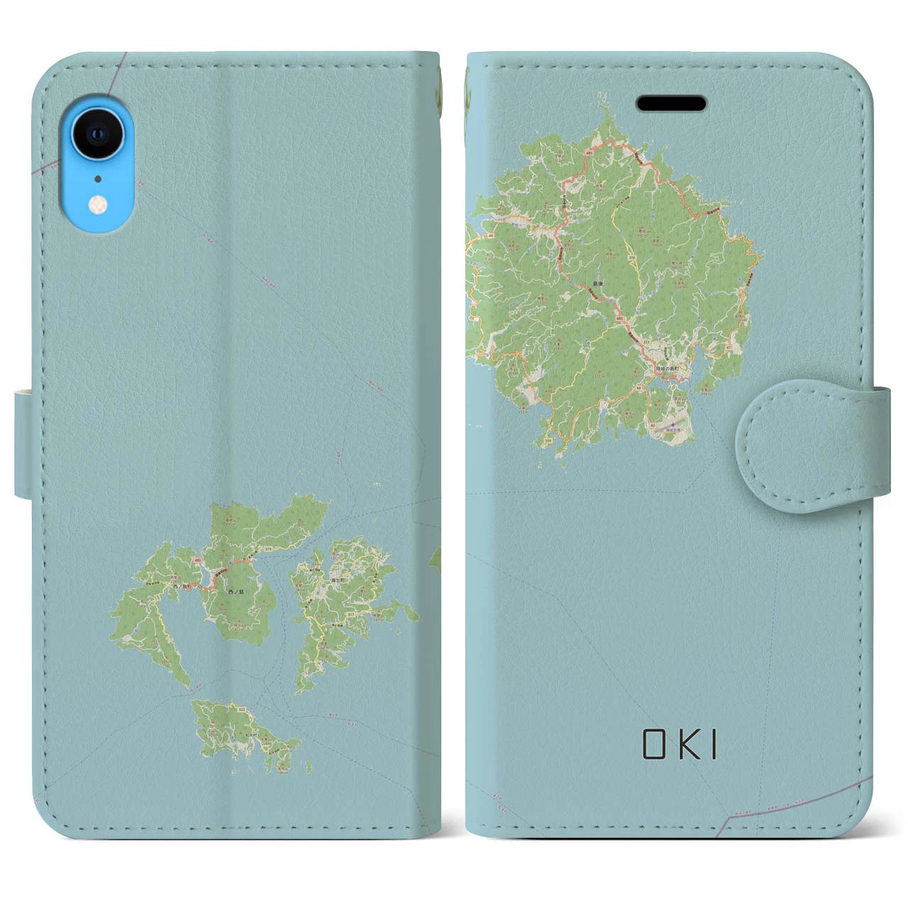 【隠岐(島根県)】地図柄iPhoneケース(手帳タイプ)ナチュラル・iPhone XR 用