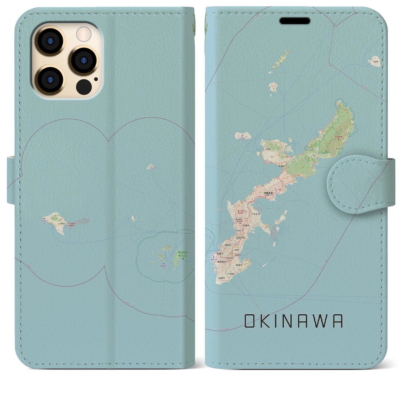 【沖縄2(沖縄県)】地図柄iPhoneケース(手帳タイプ)ナチュラル・iPhone 12 Pro Max 用