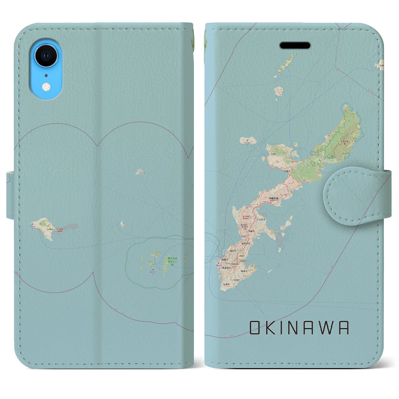 【沖縄2(沖縄県)】地図柄iPhoneケース(手帳タイプ)ナチュラル・iPhone XR 用