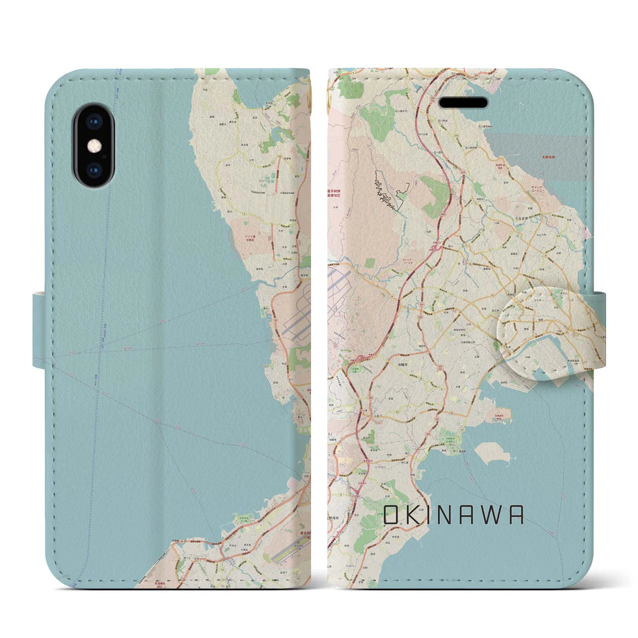 【沖縄(沖縄県)】地図柄iPhoneケース(手帳タイプ)ナチュラル・iPhone XS / X 用