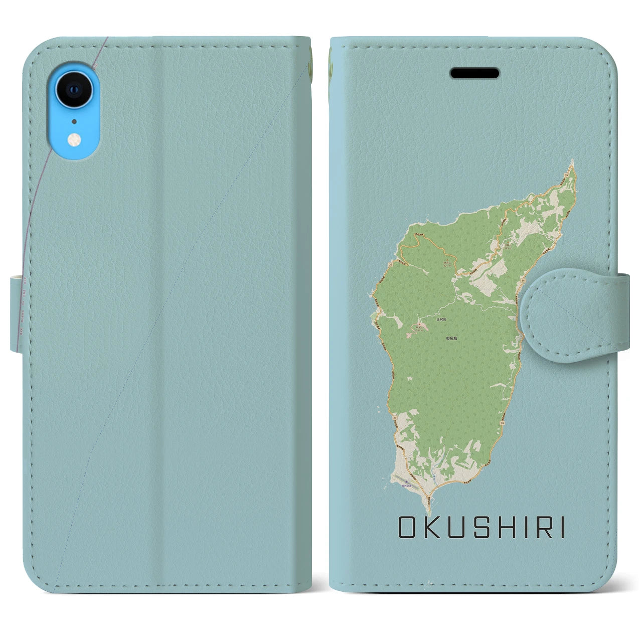 【奥尻(北海道)】地図柄iPhoneケース(手帳タイプ)ナチュラル・iPhone XR 用
