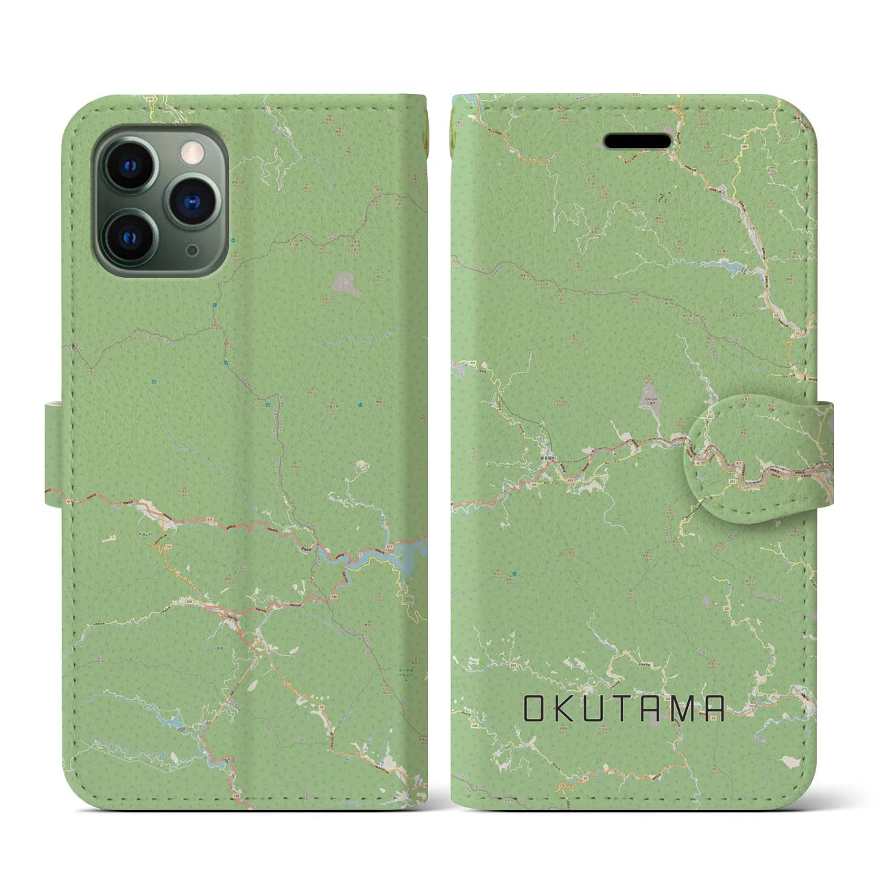 【奥多摩(東京都)】地図柄iPhoneケース(手帳タイプ)ナチュラル・iPhone 11 Pro 用