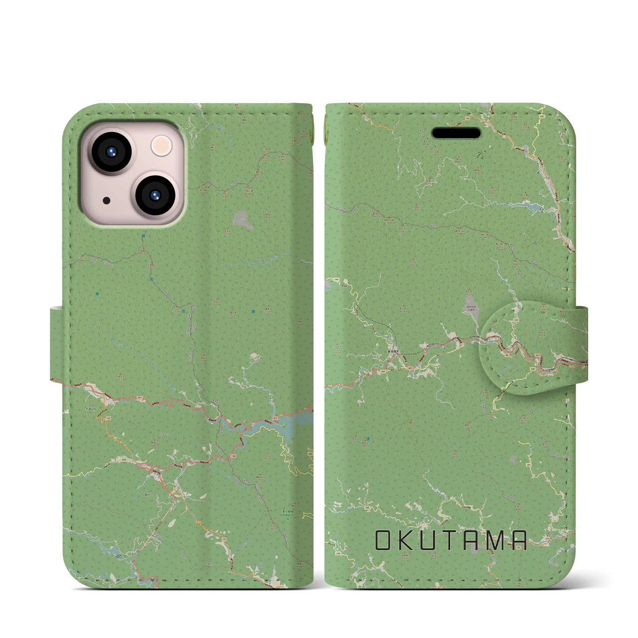 【奥多摩(東京都)】地図柄iPhoneケース(手帳タイプ)ナチュラル・iPhone 13 mini 用