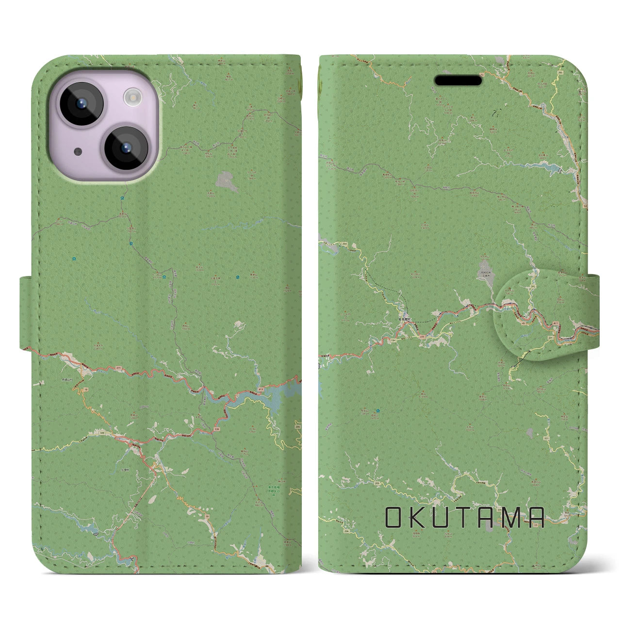 【奥多摩(東京都)】地図柄iPhoneケース(手帳タイプ)ナチュラル・iPhone 14 用